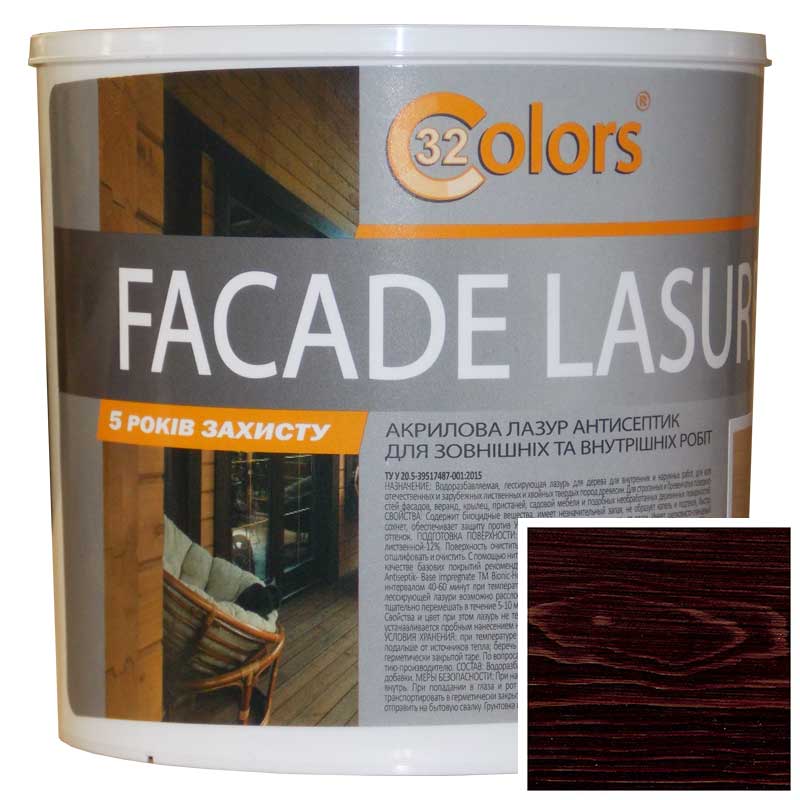Краска-лазурь для дерева фасадная бытовая 32 COLOR 0,8л Розовое дерево