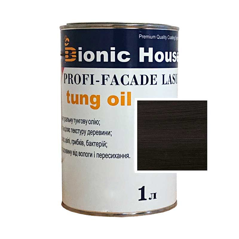 Краска для дерева PROFI-FACADE LASUR tung oil 1л Черный
