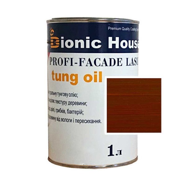 Фарба для дерева PROFI-FACADE LASUR tung oil 1л Шоколад