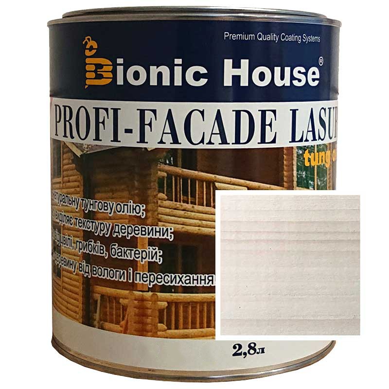 Краска для дерева PROFI-FACADE LASUR tung oil 2,8л Белый Дуб