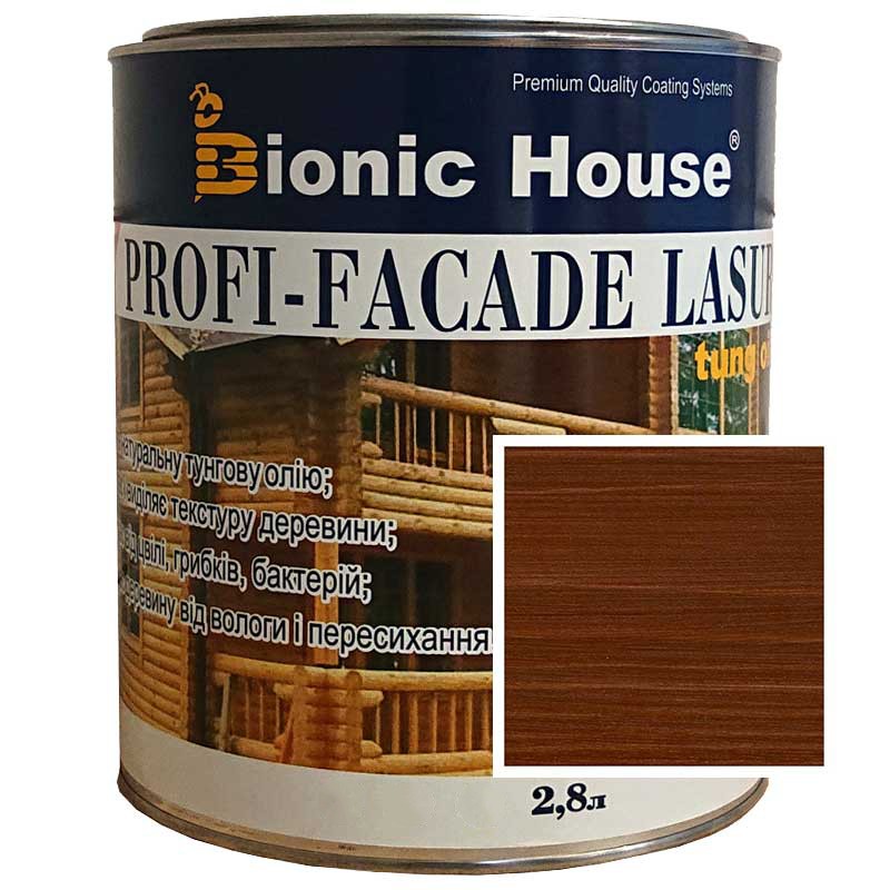 Краска для дерева PROFI-FACADE LASUR tung oil 2,8л Орех