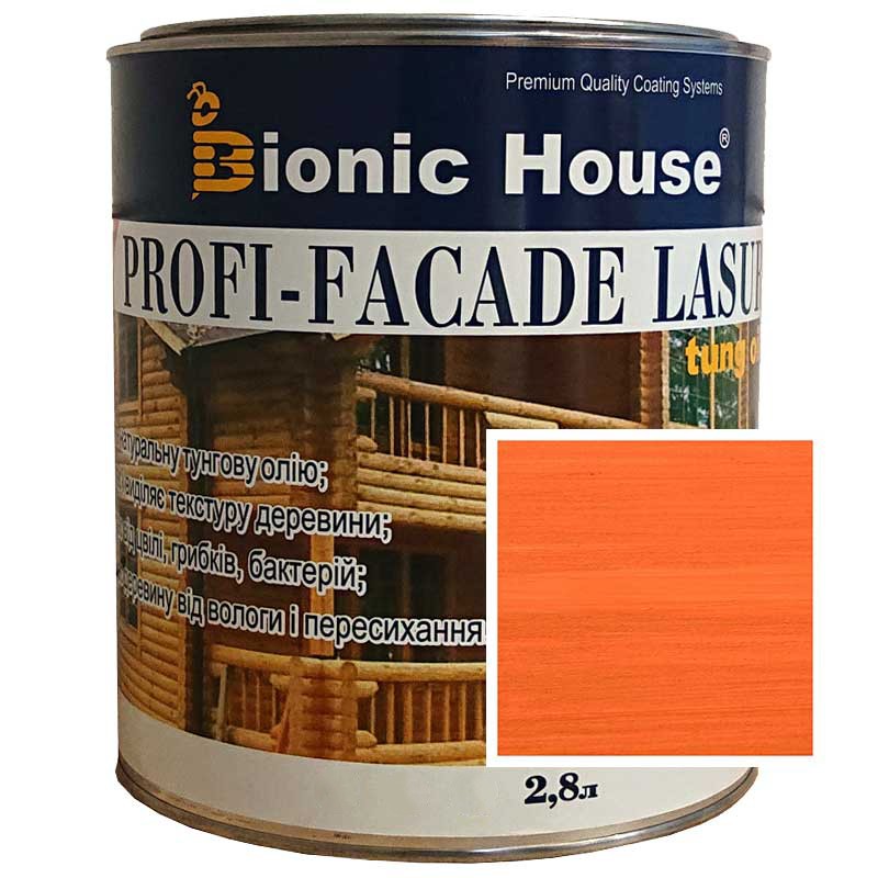 Краска для дерева PROFI-FACADE LASUR tung oil 2,8л Рябина