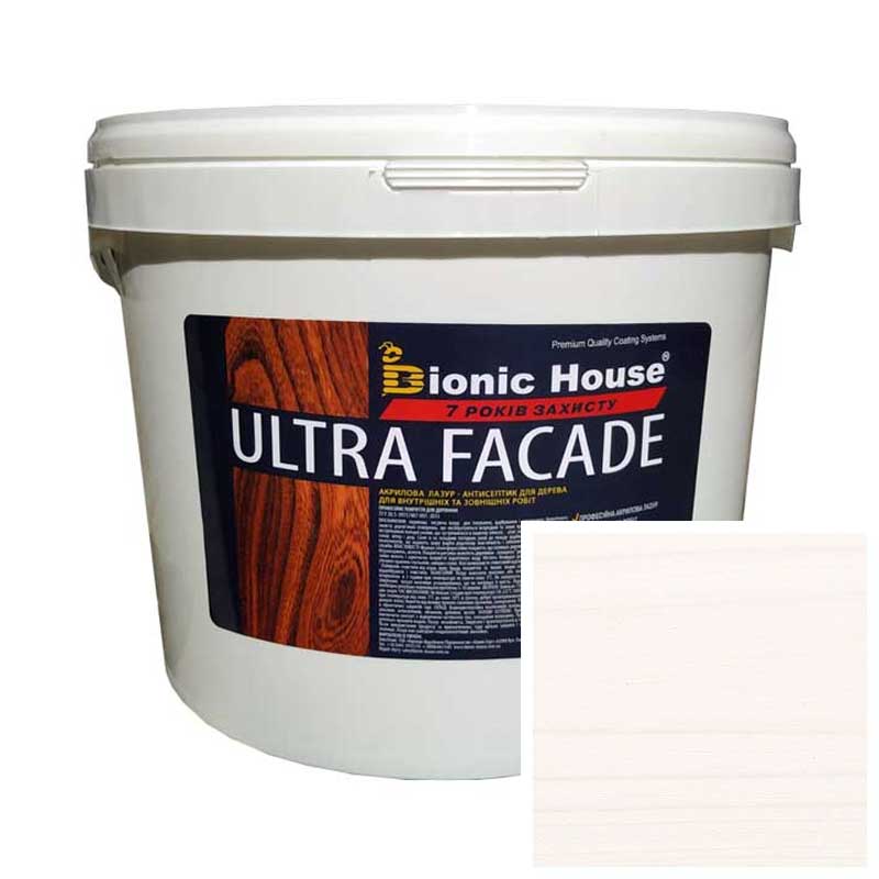 Краска для дерева фасадная, длительного срока службы ULTRA FACADE 10л Белый