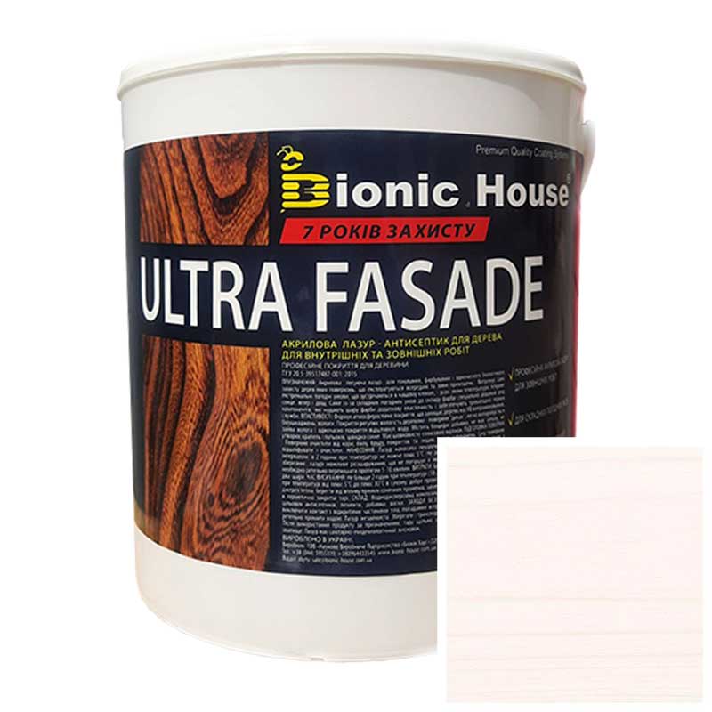 Краска для дерева фасадная, длительного срока службы ULTRA FACADE 0,8л Белый
