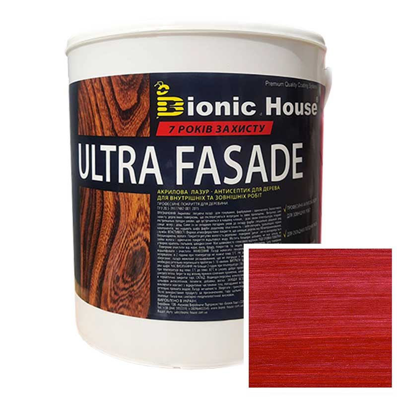 Краска для дерева фасадная, длительного срока службы ULTRA FACADE 0,8л Вишня