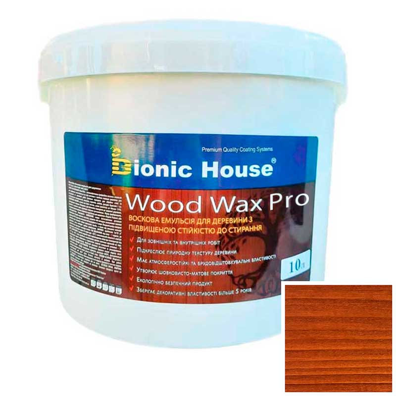 Краска для дерева WOOD WAX PRO безцветная база Bionic-House 10л Коньяк