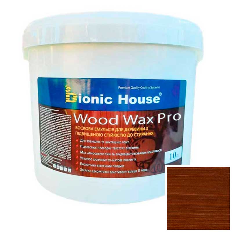 Краска для дерева WOOD WAX PRO безцветная база Bionic-House 10л Орех
