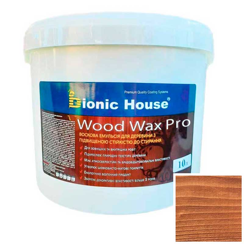 Краска для дерева WOOD WAX PRO безцветная база Bionic-House 10л Золотой Орех