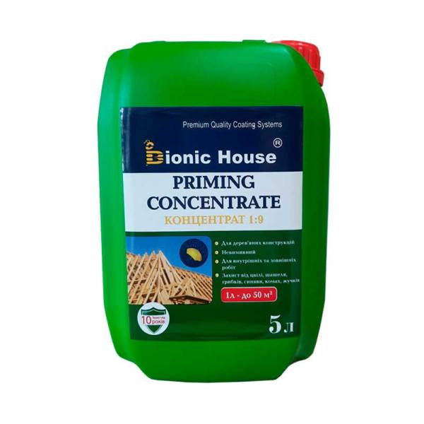 Priming Concentrate 1:9 Невымывной антисептик для деревянных стропильных систем Bionic-House 5л Коричневый