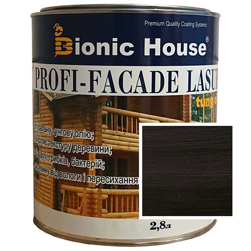 Фарба для дерева PROFI-FACADE LASUR tung oil 2,8л Черный