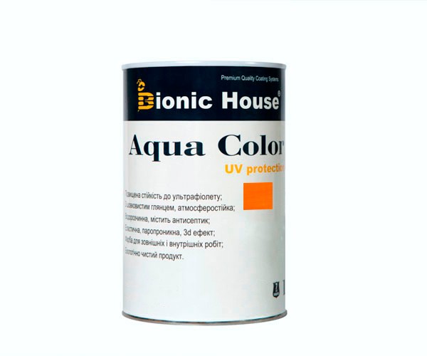 aqua-1l-piniya Краска для дерева Bionic-House Aqua Color UV-protect 0,8л Пиния