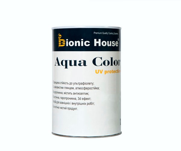 aquacolor1l-base Краска для дерева Bionic-House Aqua Color UV-protect 0,8л Бесцветный