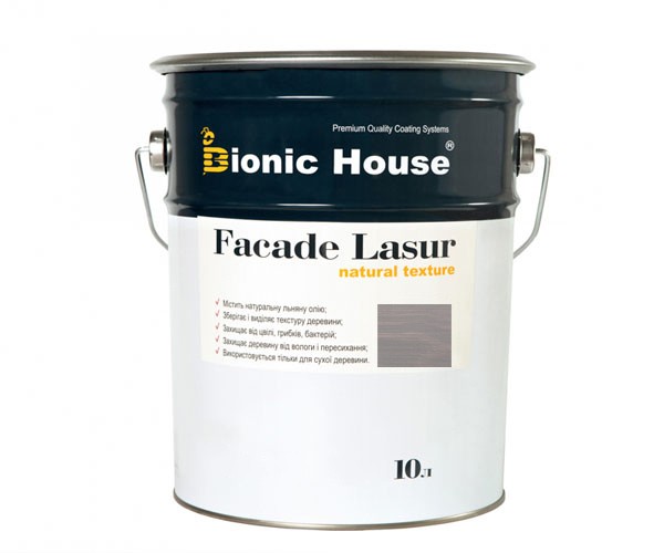 fasadelasur10l-117 Краска для дерева FACADE LASUR Bionic-House 10л Пепел А117