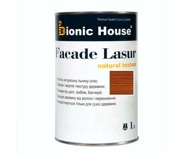 fasadelasur1l-konyak Краска для дерева FACADE LASUR Bionic-House 1л Коньяк