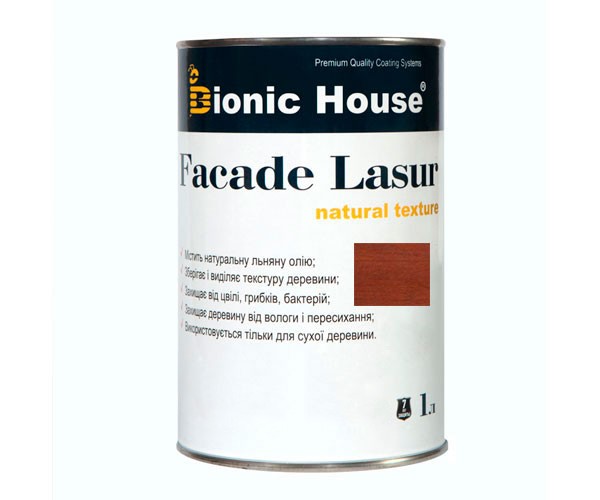 fasadelasur1l-marsala Краска для дерева FACADE LASUR Bionic-House 1л Марсала