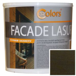 Краска-лазурь для дерева фасадная бытовая 32 COLOR 0,8л Антрацит