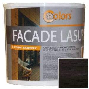 Краска-лазурь для дерева фасадная бытовая 32 COLOR 0,8л Черный