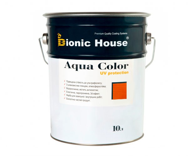 aqua-10l-jantar Фарба для дерева Bionic-House Aqua Color UV-protect 10л Бурштин