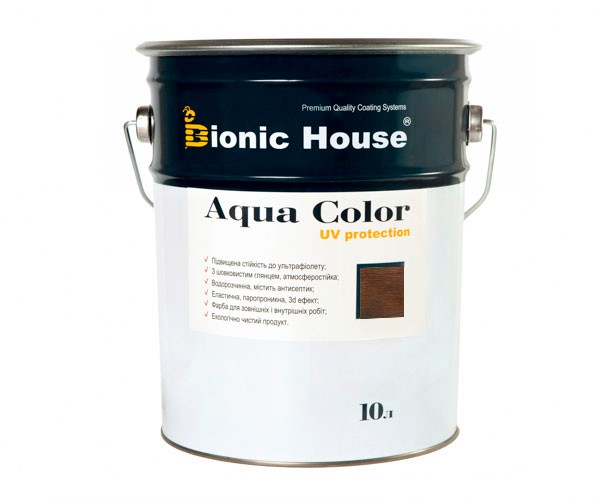 Краска для дерева Bionic-House Aqua Color UV-protect 10л Венге