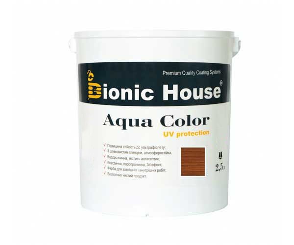 Краска для дерева Bionic-House Aqua Color UV-protect 2,5л Коньяк