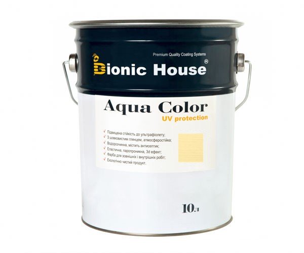 Краска для дерева Bionic-House Aqua Color UV-protect 10л Слоновая кость А102