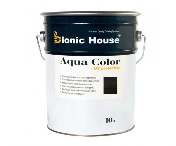 aquacolor10l-120 Фарба для дерева Bionic-House Aqua Color UV-protect 10л Чорне дерево А120