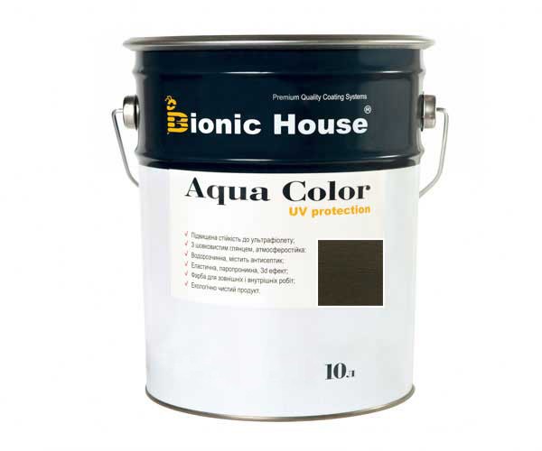 Краска для дерева Bionic-House Aqua Color UV-protect 10л Антрацит