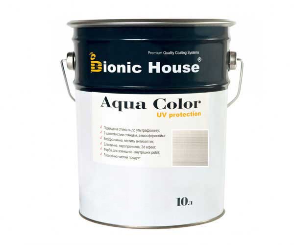 Краска для дерева Bionic-House Aqua Color UV-protect 10л Белый дуб