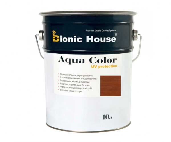 Фарба для дерева Bionic-House Aqua Color UV-protect 10л Каштан