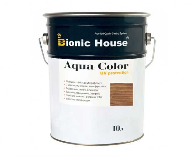 Фарба для дерева Bionic-House Aqua Color UV-protect 10л Золотий Горіх