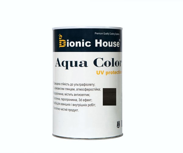 Краска для дерева Bionic-House Aqua Color UV-protect 0,8л Черное дерево А120