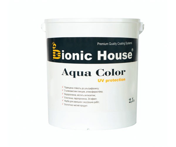 Краска для дерева Bionic-House Aqua Color UV-protect 2,5л Бесцветный