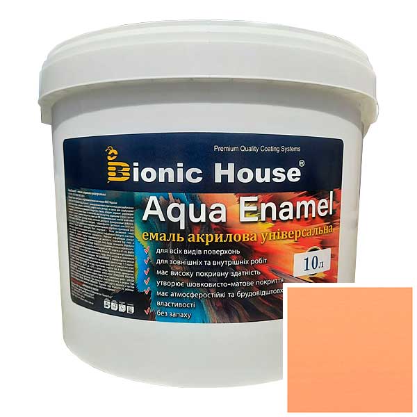 enamel-10L-coral Фарба-емаль для дерева Bionic-House Aqua Enamel 10л Корал