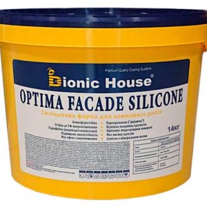 Optima Facade Silicone — Износоустойчивая гидрофобная силикон-акриловая краска для минеральных фасадов Bionic-House 14кг Белая любой RAL оттенок под заказ