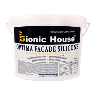 Optima Facade Silicone — Износоустойчивая гидрофобная силикон-акриловая краска для минеральных фасадов Bionic-House 4,2кг Белая любой RAL оттенок под заказ