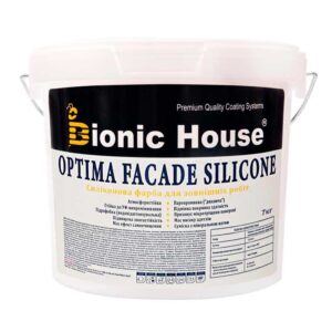 Optima Facade Silicone — Износоустойчивая гидрофобная силикон-акриловая краска для минеральных фасадов Bionic-House 7кг Белая любой RAL оттенок под заказ