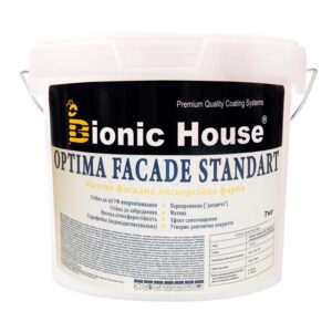 Optima Facade Standard — Износоустойчивая акриловая краска для минеральных фасадов Bionic-House 7кг Белая любой RAL оттенок под заказ