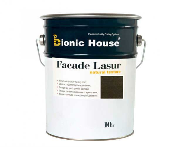 Краска для дерева FACADE LASUR Bionic-House 10л Антрацит