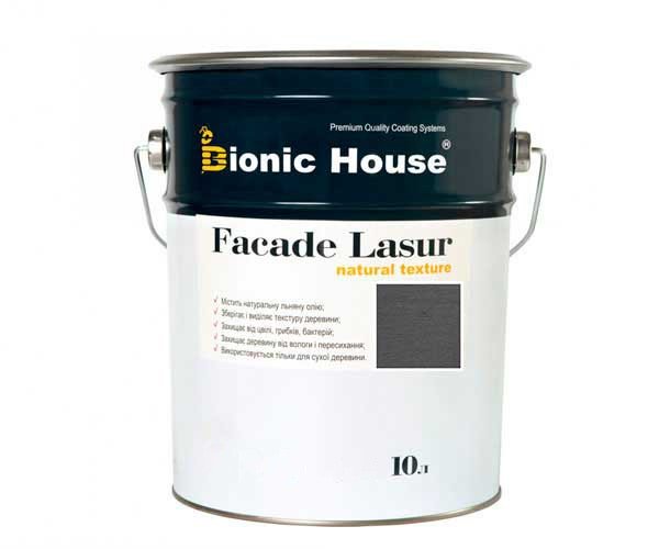 Краска для дерева FACADE LASUR Bionic-House 10л Арт Грей