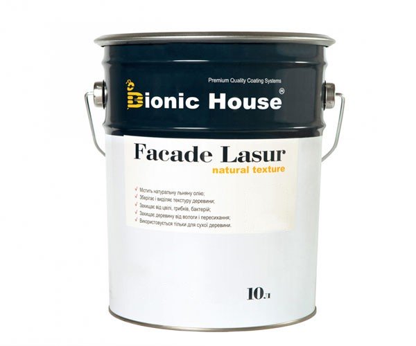 Краска для дерева FACADE LASUR Bionic-House 10л Бесцветный