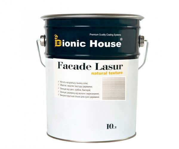 Краска для дерева FACADE LASUR Bionic-House 10л Белый дуб