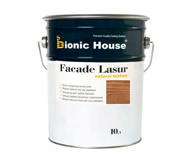 Краска для дерева FACADE LASUR Bionic-House 10л Золотой Орех