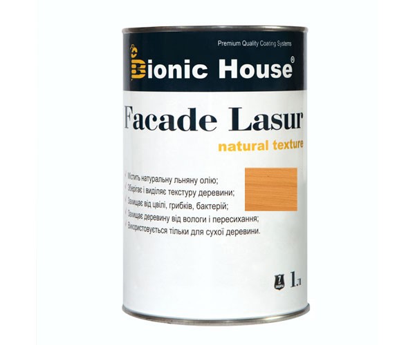 Краска для дерева FACADE LASUR Bionic-House 1л Дуб А105