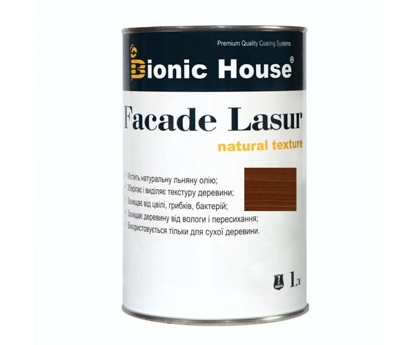 Фарба для дерева FACADE LASUR Bionic-House 1л Горіх А110