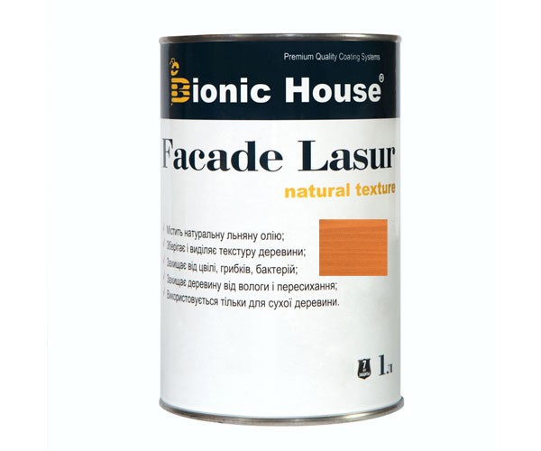 Краска для дерева FACADE LASUR Bionic-House 1л Миндаль А112