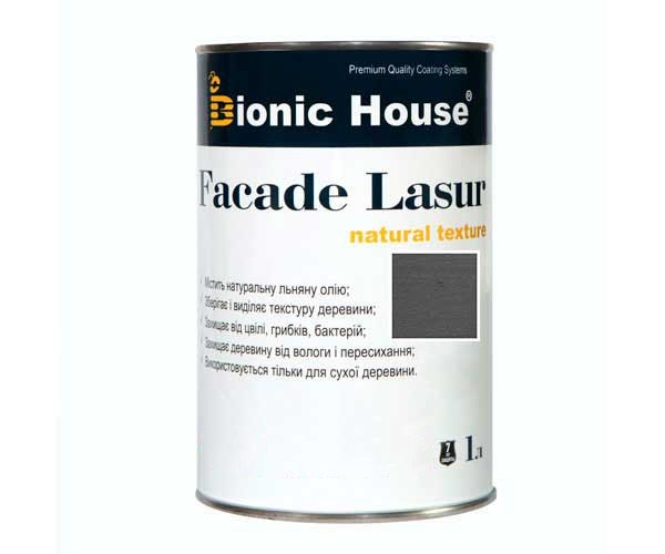 Краска для дерева FACADE LASUR Bionic-House 1л Арт Грей