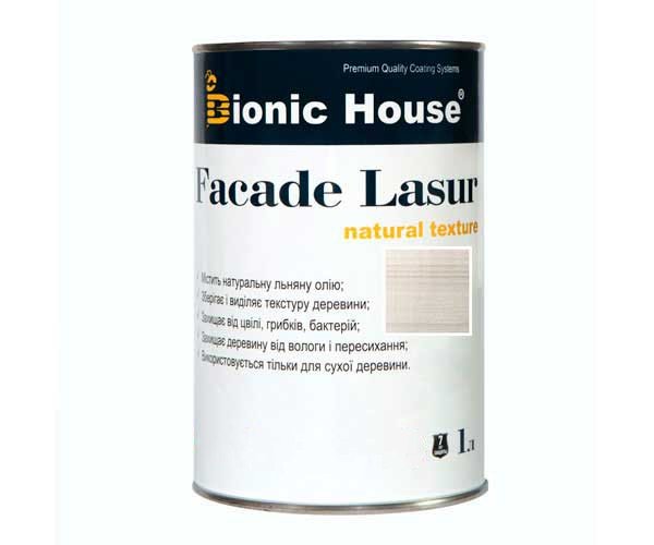 Краска для дерева FACADE LASUR Bionic-House 1л Белый Дуб