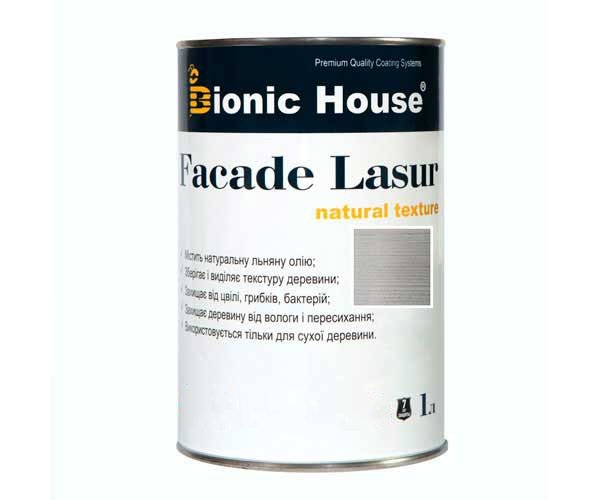 Краска для дерева FACADE LASUR Bionic-House 1л Белый Мрамор