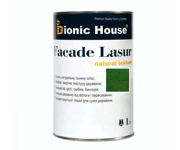Краска для дерева FACADE LASUR Bionic-House 1л Кипарис