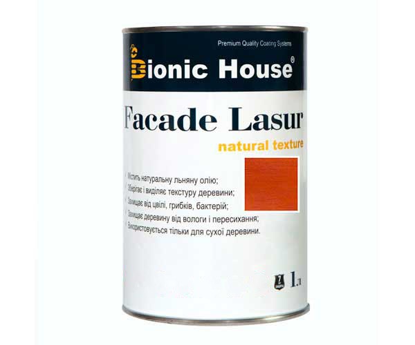 Краска для дерева FACADE LASUR Bionic-House 1л Махагон